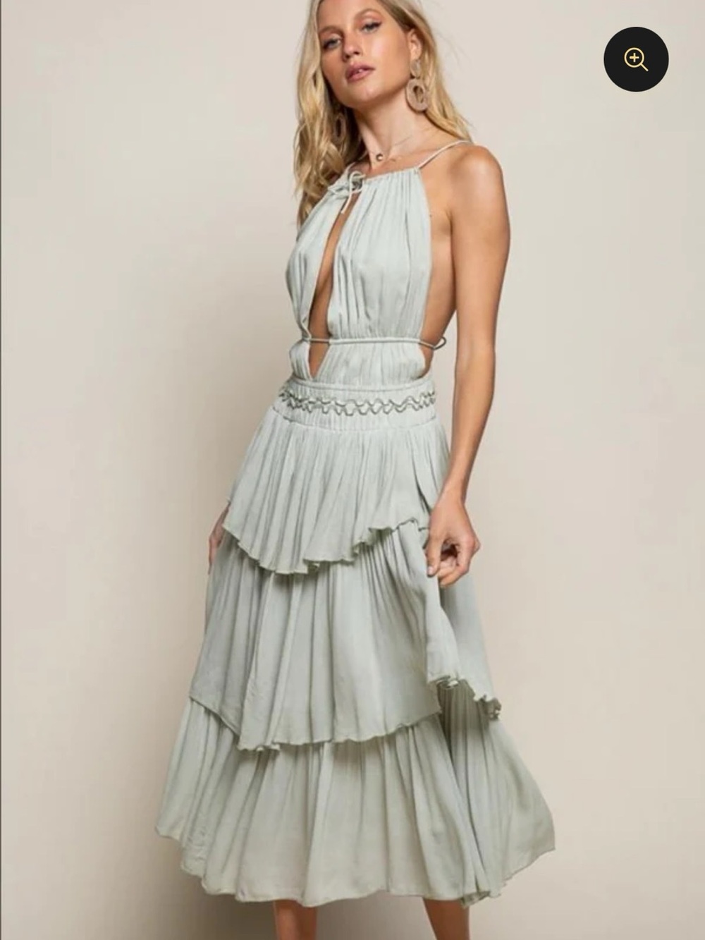 GORGEOUS!👗FREE PEOPLE-“Drop Dead Beauty” Light Blue multi-tier Gauze Maxi Dress